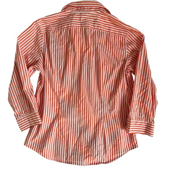 Lauren Ralph Lauren Striped Shirt P/S Orange White Anchor Crest Nautical Preppy - Picture 6 of 9